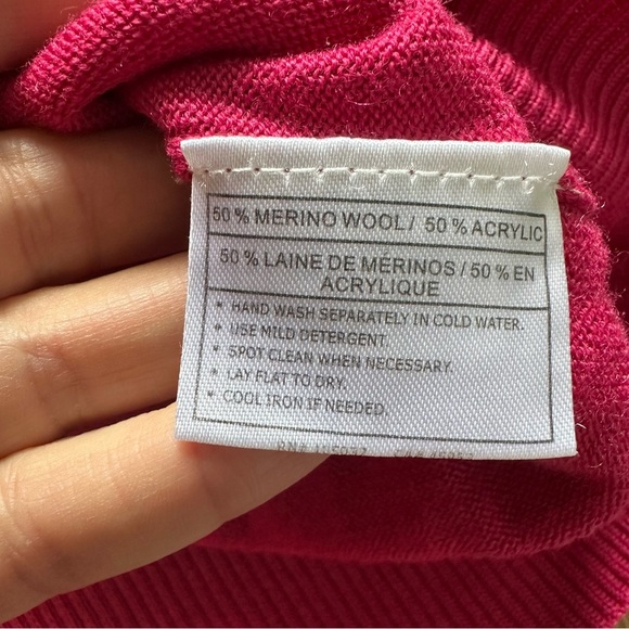 Ariat Women Sweater Medium Pink Merino Wool Blend Long Sleeve Elbow Patch Knit - Picture 5 of 9